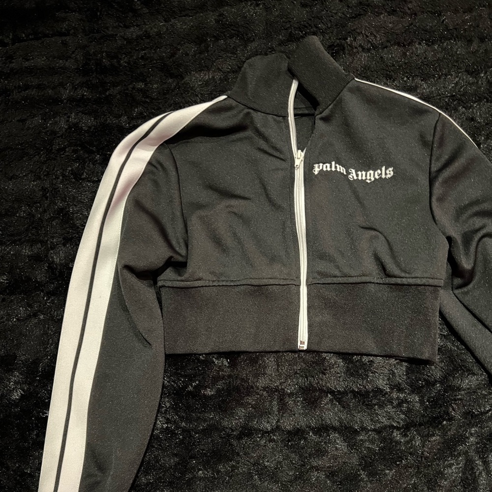 Palm angels black cropped track jacket